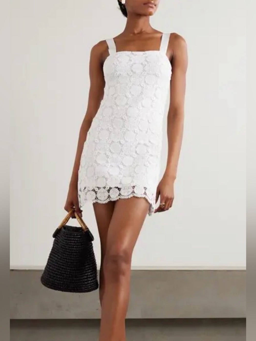 Miguelina White Crochet Tank Dress